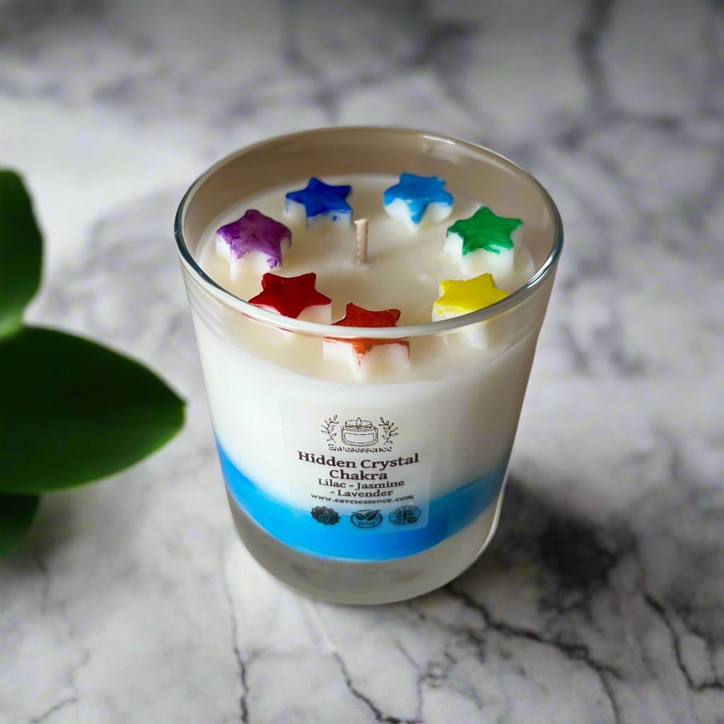 🕯️ 30cl Hidden Crystal Chakra Aromatherapy Candle – Lilac, Jasmine & Lavender