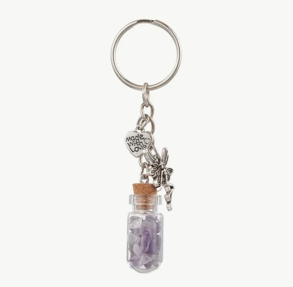 ✨ Wish Bottle Gemstone Crystal Keyring – 9cm Approximate