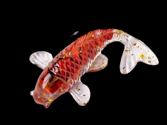 Red Jasper Crystal Chip Koi Fish – Handcrafted Resin Ornament (6cm)