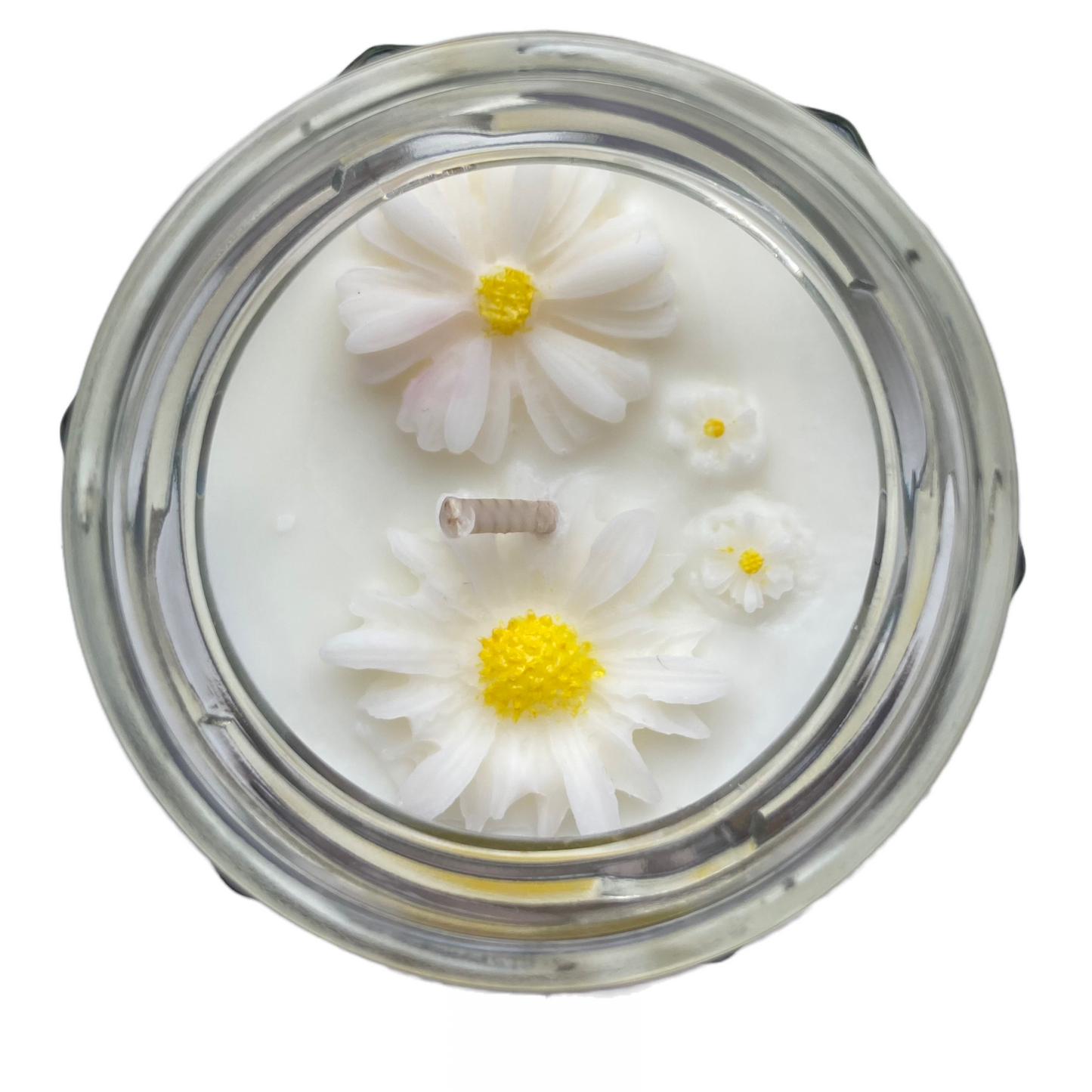 Personalised Daisy topped candle