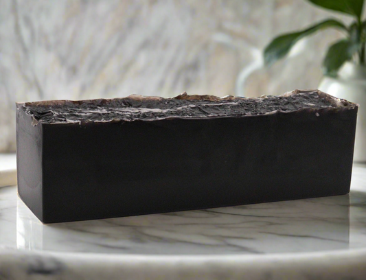 Luxurious Handmade White Fig & Vanilla Soap Loaf with Detoxifying Black Charcoal — Vegan & Cruelty-Free