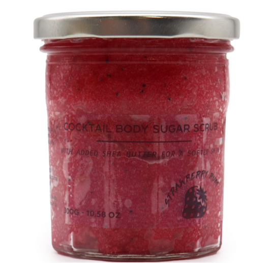 Strawberry Rum Sugar Body Scrub – 300g | Gentle Exfoliation for Face & Body