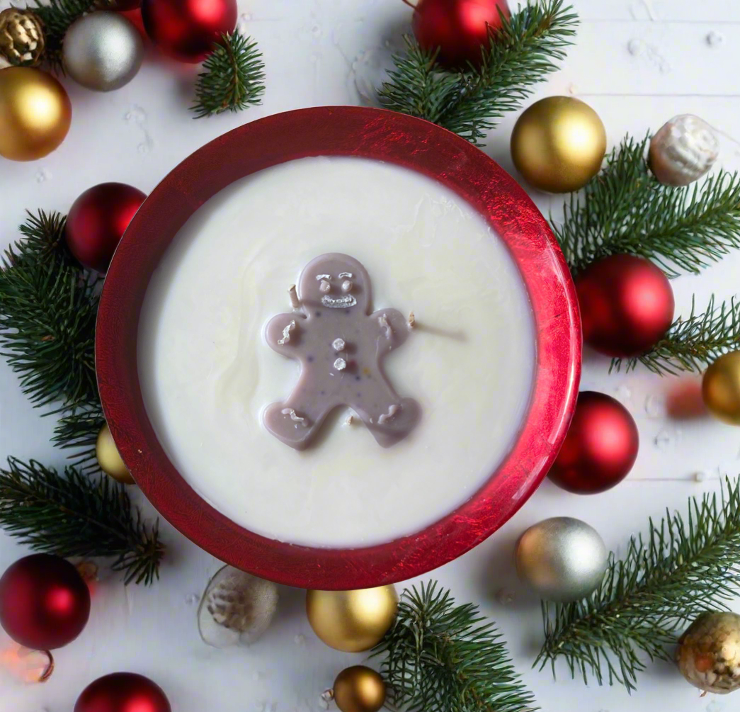 Gingerbread man Christmas bowl Candle