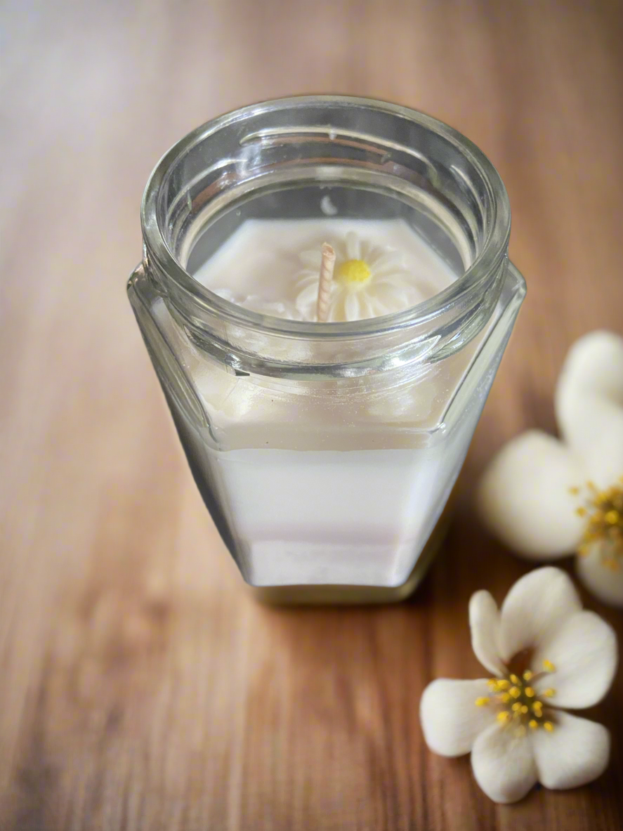 Personalised Daisy topped candle