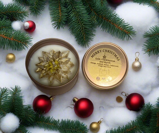 Gold, Frankincense and Myrrh Christmas Tin Candle