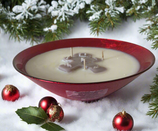 Gingerbread man Christmas bowl Candle