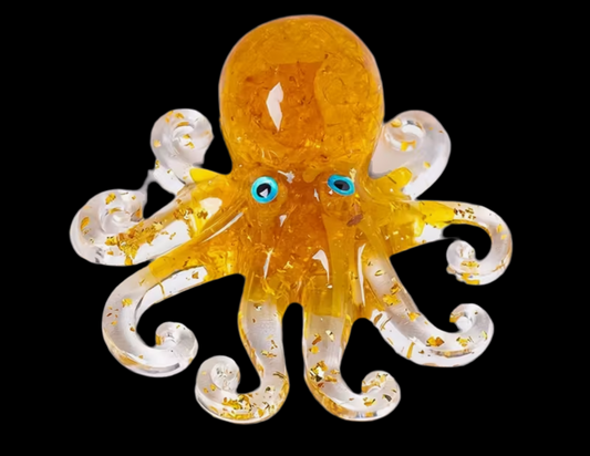 Resin Octopus Figurine Filled with Citrine Crystals