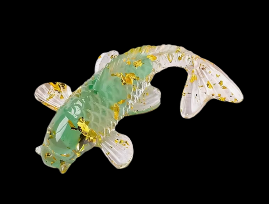 Green Aventurine Crystal Chip Koi Fish – Handcrafted Resin Ornament (6cm)
