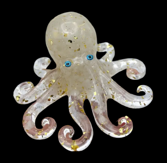 Resin Octopus Figurine Filled with Howlite Crystals