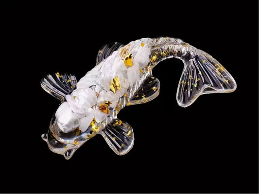 Howlite Crystal Chip Koi Fish – Handcrafted Resin Ornament (6cm)