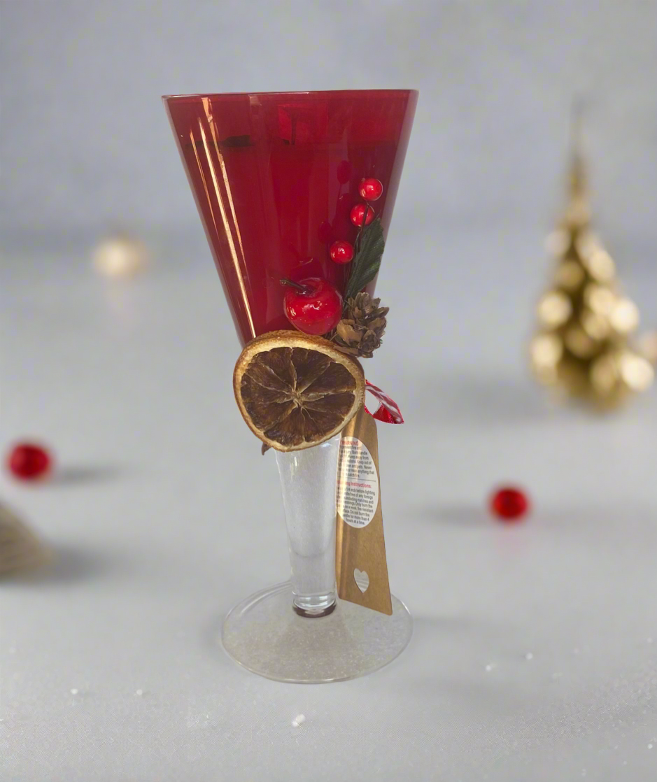 Tall Wine Glass Christmas Candle