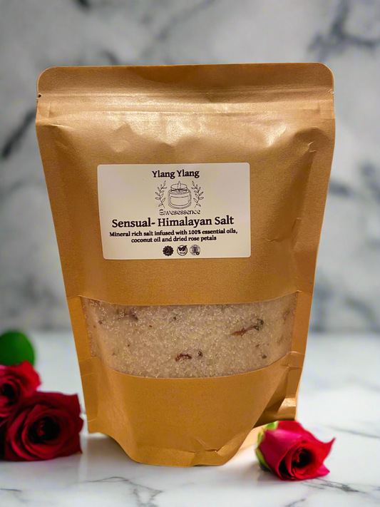 Sensual: Himalayan bath salts with Ylang Ylang, coconut oil and rose petals 500g