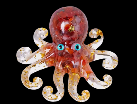 Resin Octopus Figurine Filled with Carnelian Crystals