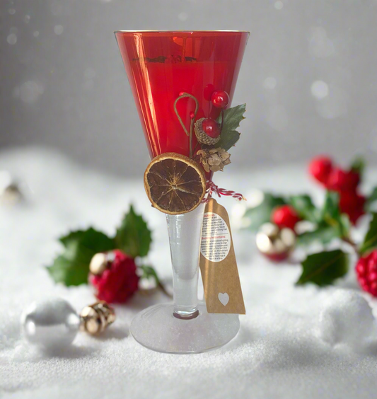 Tall Wine Glass Christmas Candle