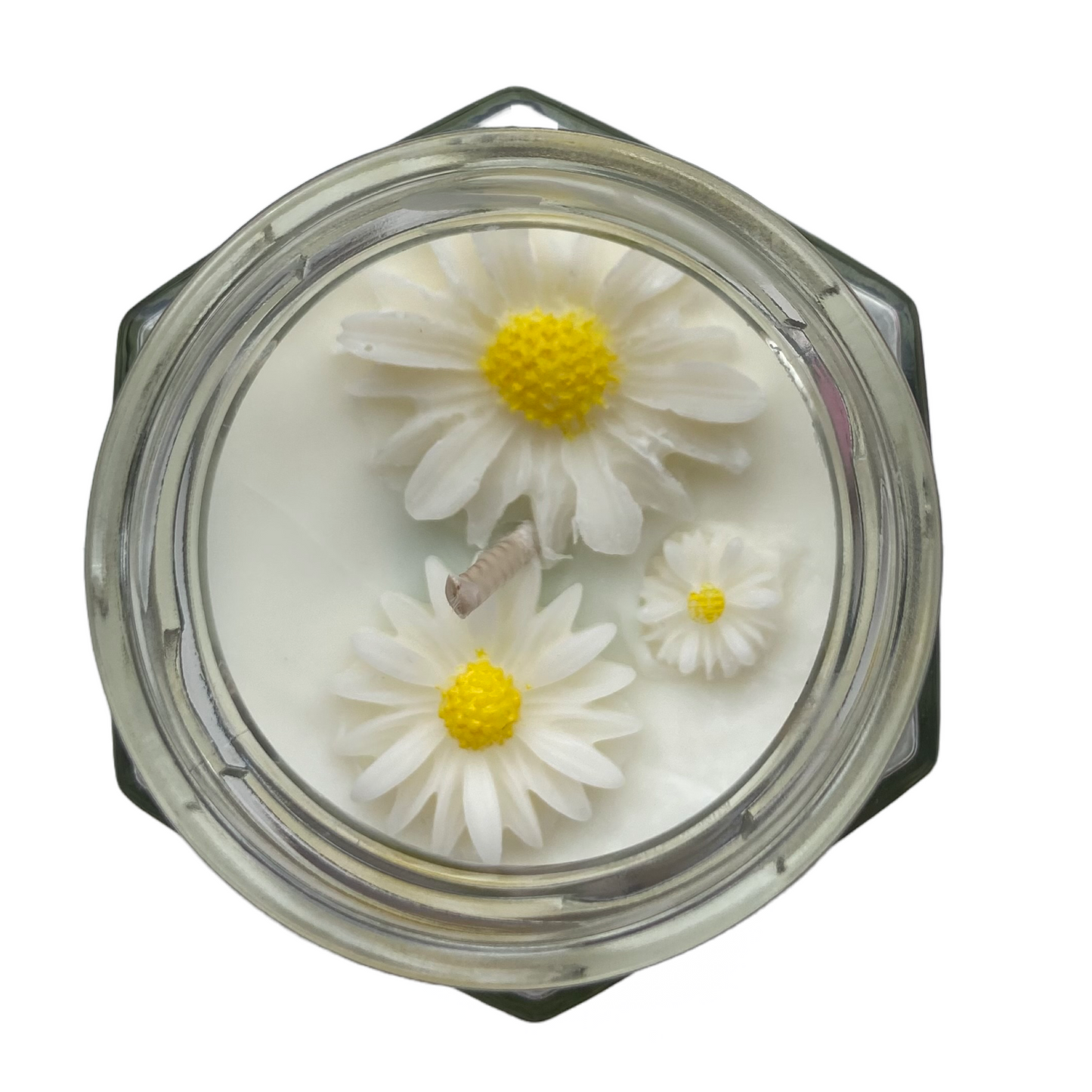 Personalised Daisy topped candle