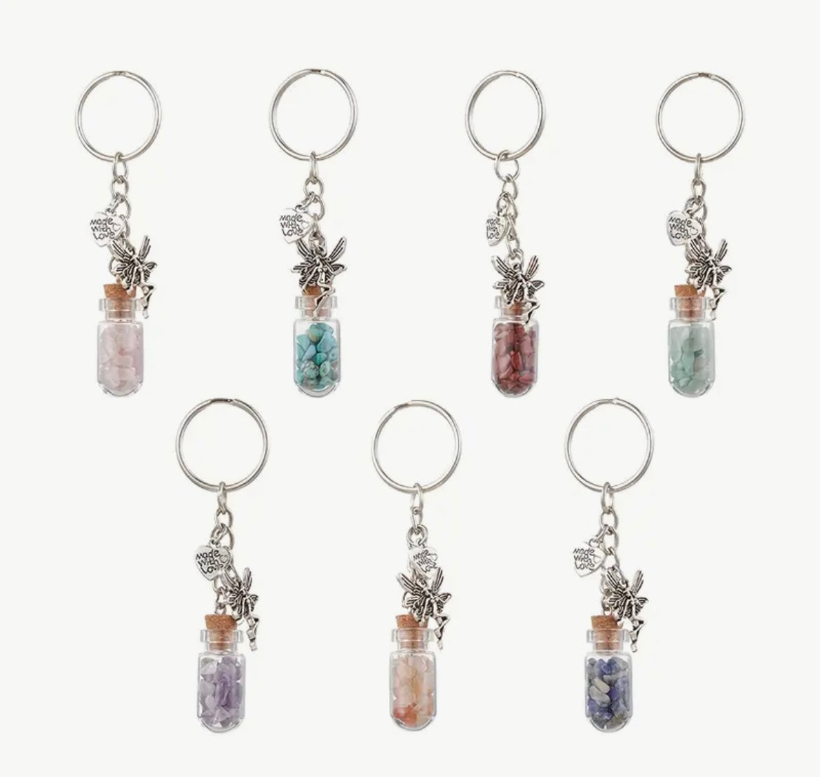 ✨ Wish Bottle Gemstone Crystal Keyring – 9cm Approximate