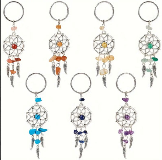 ✨Dream Catcher Keyring & Bag Charm – Choose Your Healing Crystal